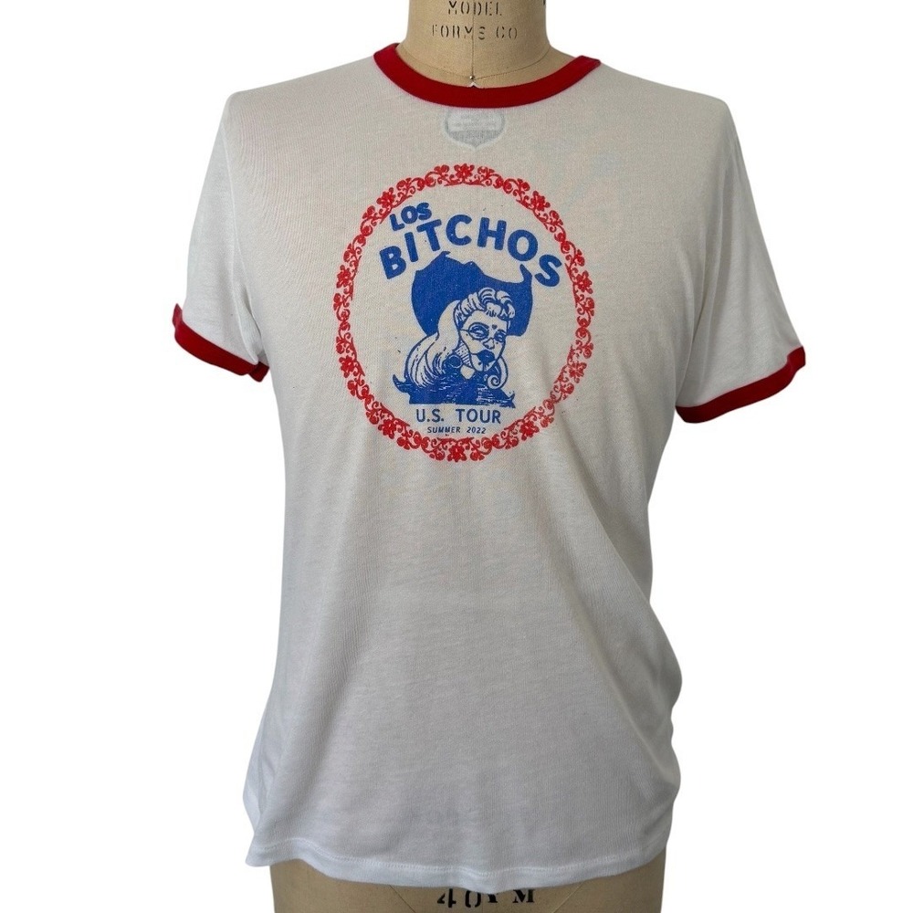 Los Bitchos US Tour Summer 2022 Ringer T Shirt Mens Medium White Red Alternative